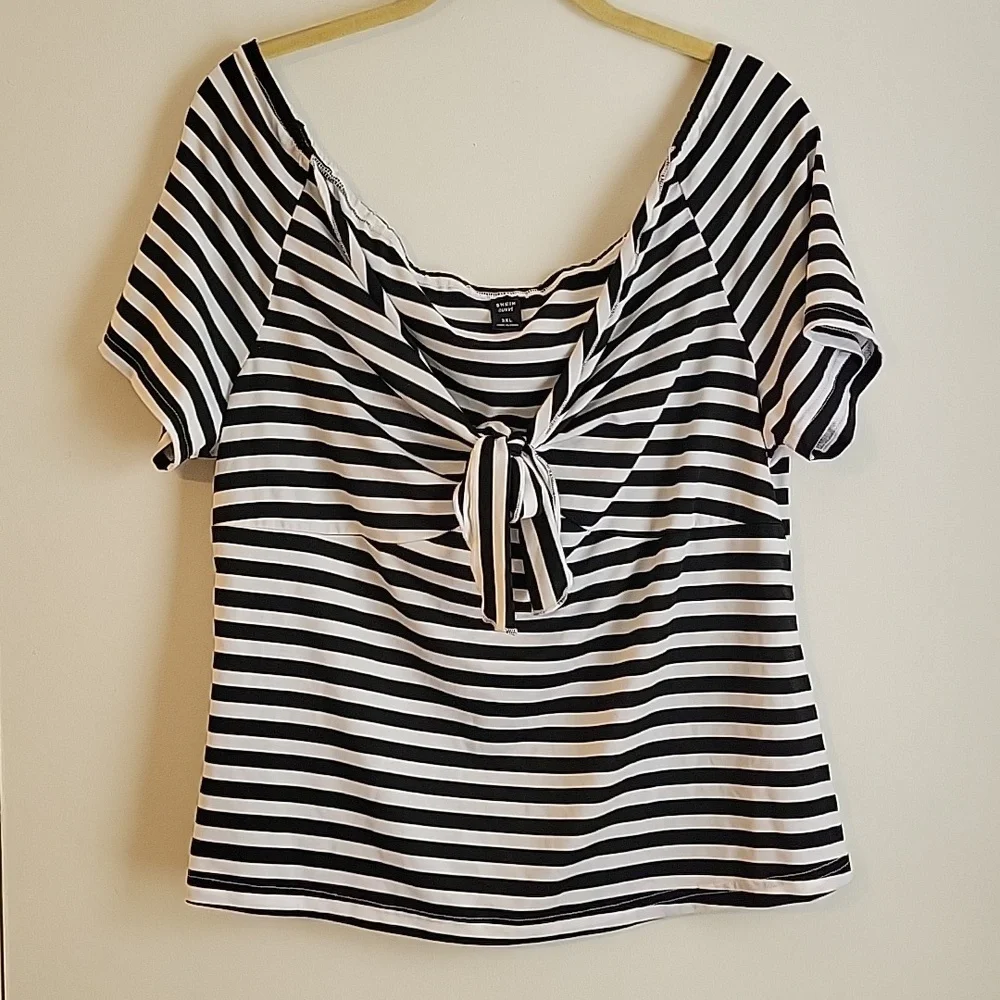 Shein Off Shoulder Front Knot Blouse - Picture 1 of 6